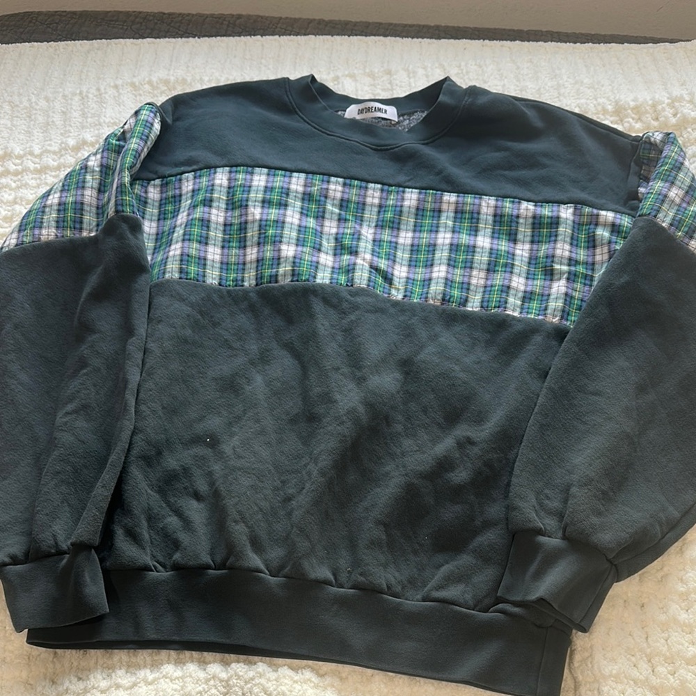 Daydreamer plaid color block sweatshirt